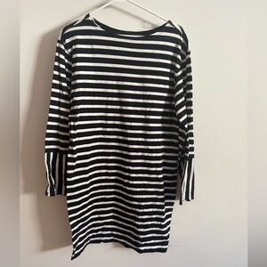 Everlane Black and White Striped Cotton Shirt Dress